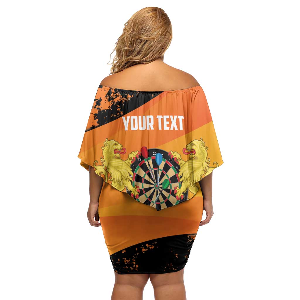Personalised Netherlands Darts Off Shoulder Short Dress Born To Play Darts Grunge Style - Wonder Print Shop