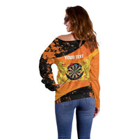 Personalised Netherlands Darts Off Shoulder Sweater Born To Play Darts Grunge Style - Wonder Print Shop