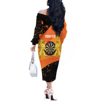 Personalised Netherlands Darts Off The Shoulder Long Sleeve Dress Born To Play Darts Grunge Style - Wonder Print Shop