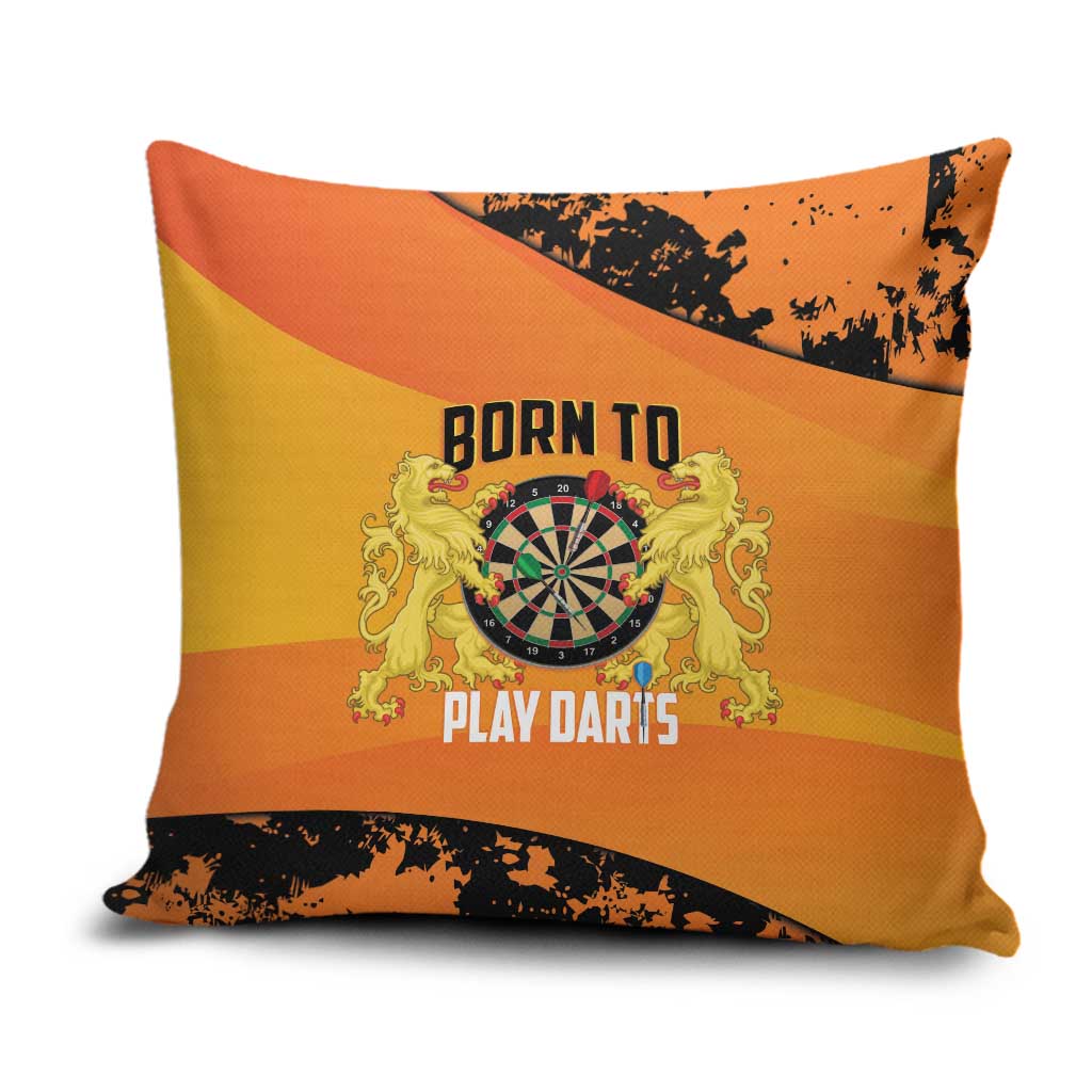 Netherlands Darts Pillow Cover Born To Play Darts Grunge Style - Wonder Print Shop