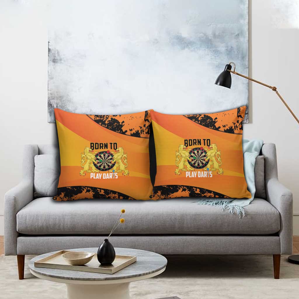 Netherlands Darts Pillow Cover Born To Play Darts Grunge Style - Wonder Print Shop