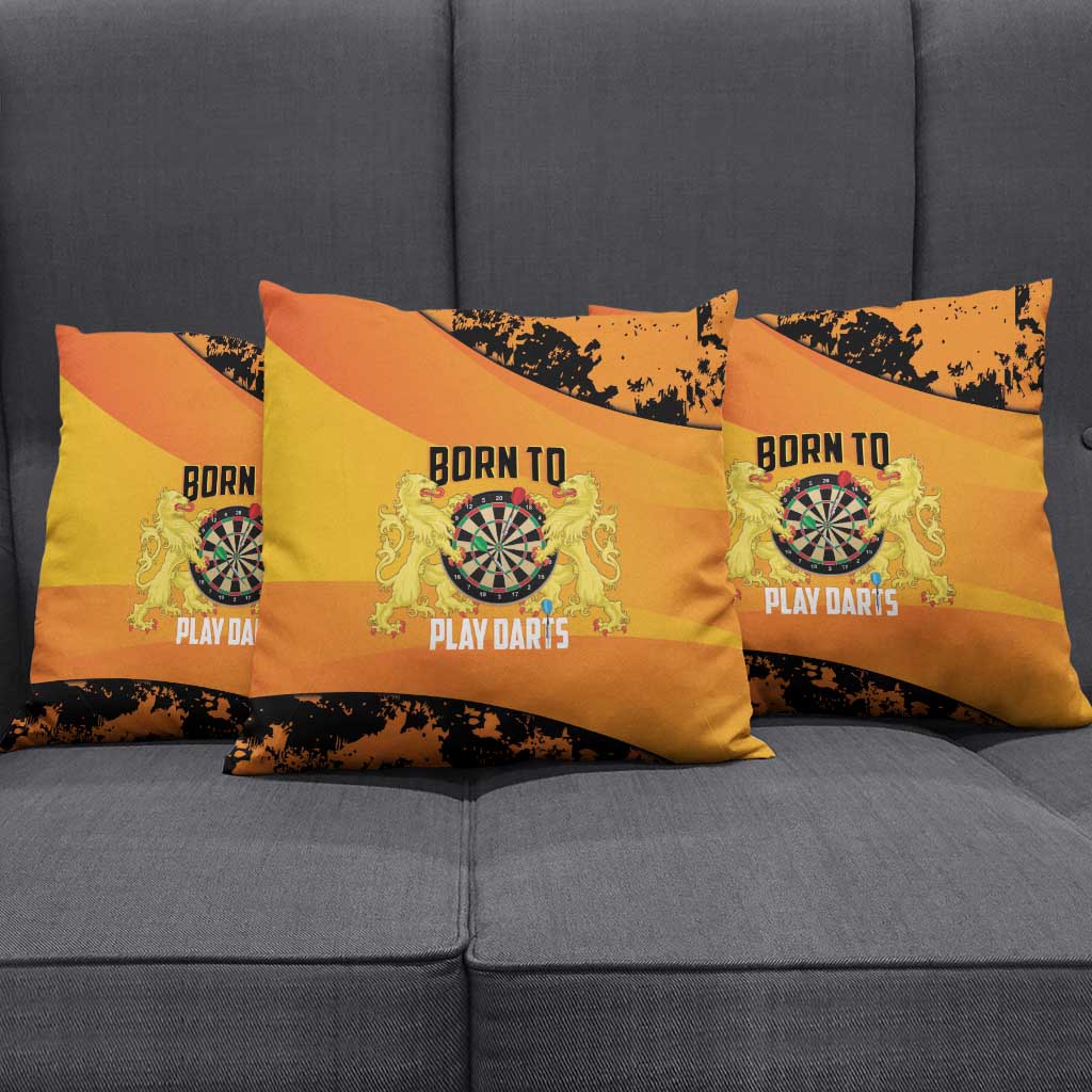 Netherlands Darts Pillow Cover Born To Play Darts Grunge Style - Wonder Print Shop