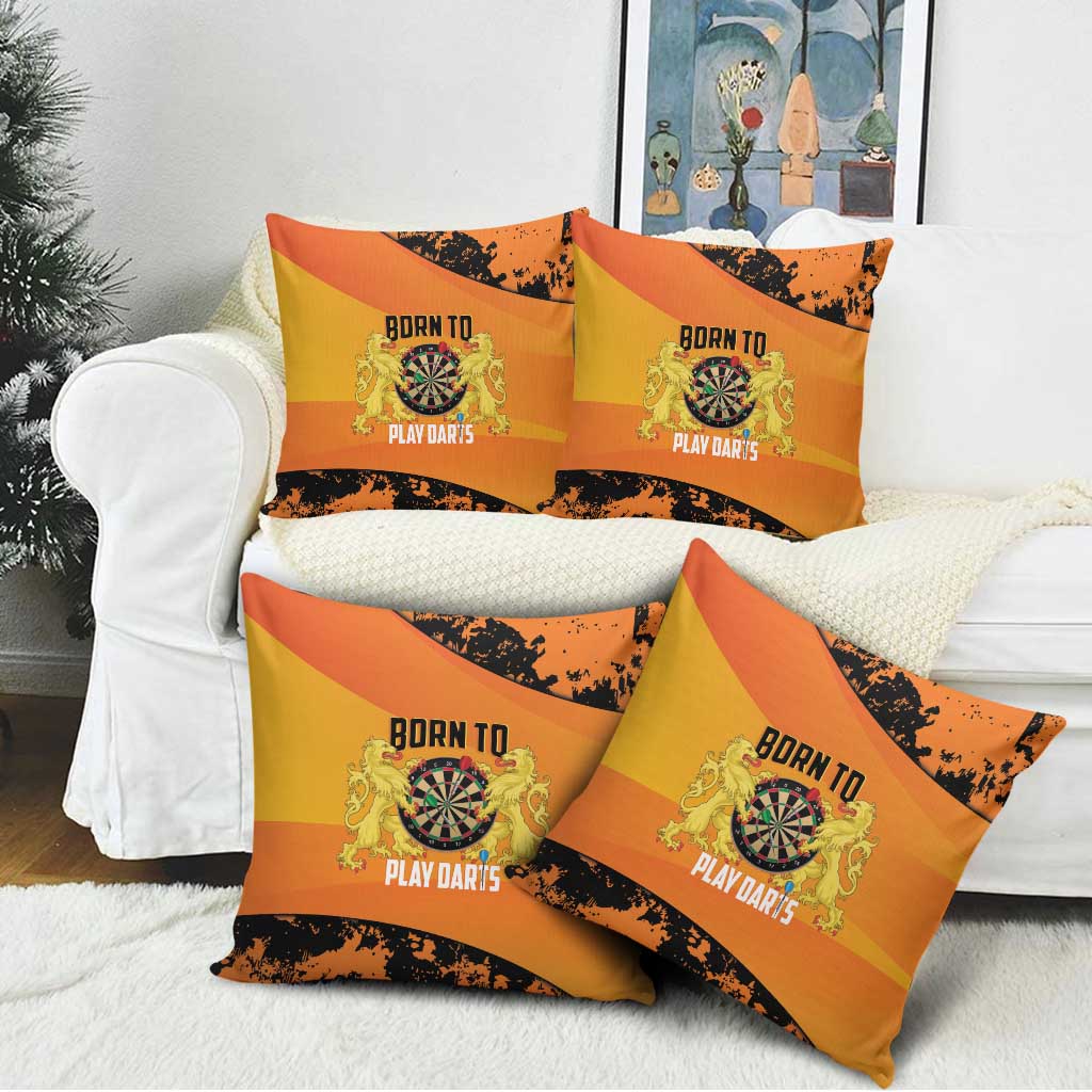 Netherlands Darts Pillow Cover Born To Play Darts Grunge Style - Wonder Print Shop