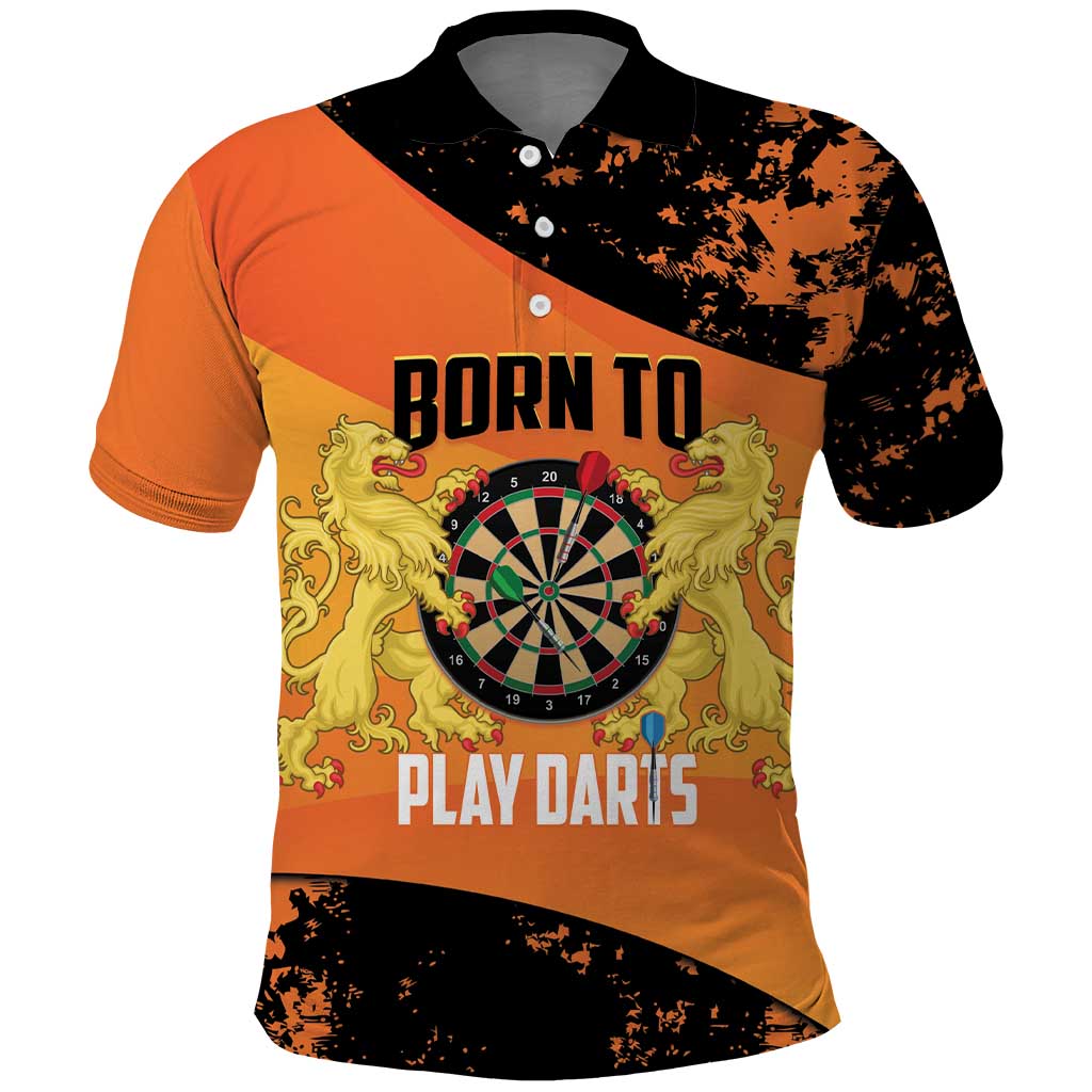 Personalised Netherlands Darts Polo Shirt Born To Play Darts Grunge Style - Wonder Print Shop