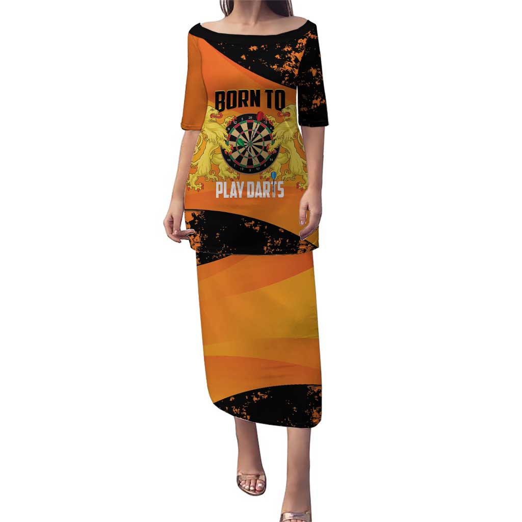 Personalised Netherlands Darts Puletasi Born To Play Darts Grunge Style - Wonder Print Shop