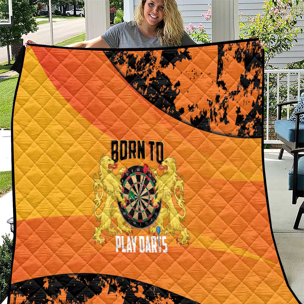 Netherlands Darts Quilt Born To Play Darts Grunge Style - Wonder Print Shop
