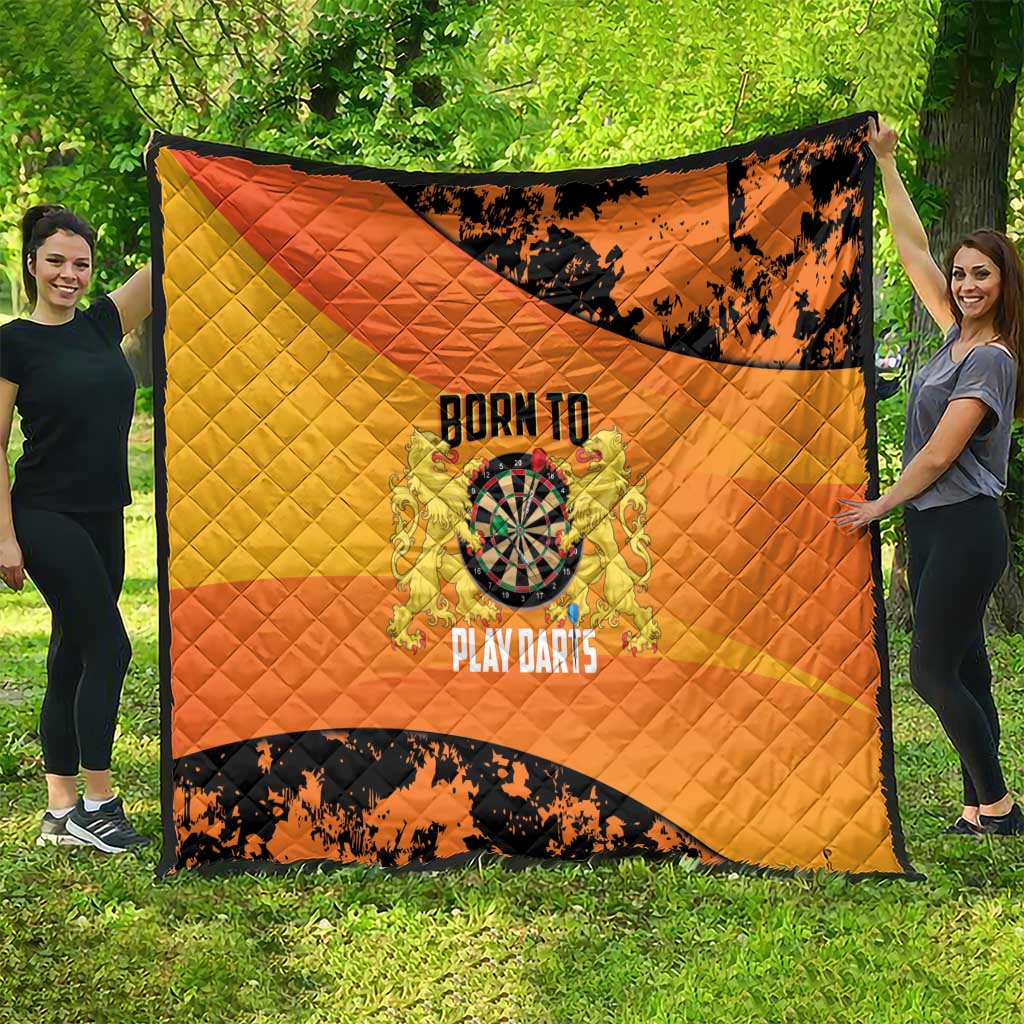 Netherlands Darts Quilt Born To Play Darts Grunge Style - Wonder Print Shop