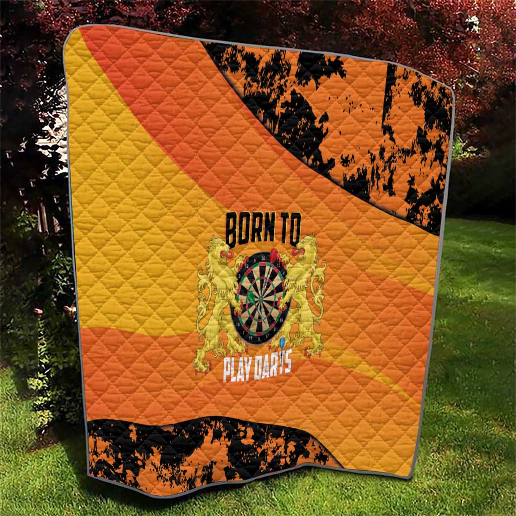 Netherlands Darts Quilt Born To Play Darts Grunge Style - Wonder Print Shop