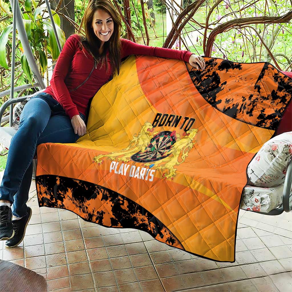 Netherlands Darts Quilt Born To Play Darts Grunge Style - Wonder Print Shop