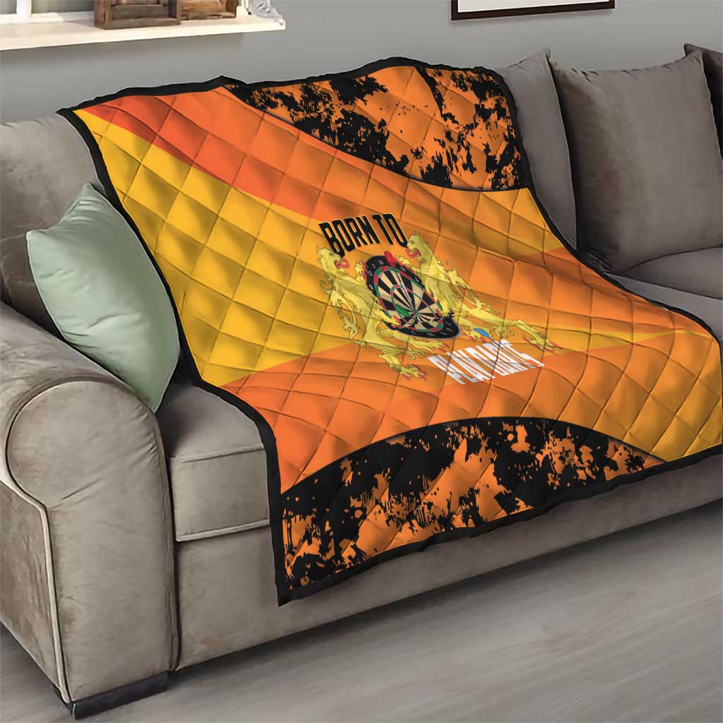 Netherlands Darts Quilt Born To Play Darts Grunge Style - Wonder Print Shop