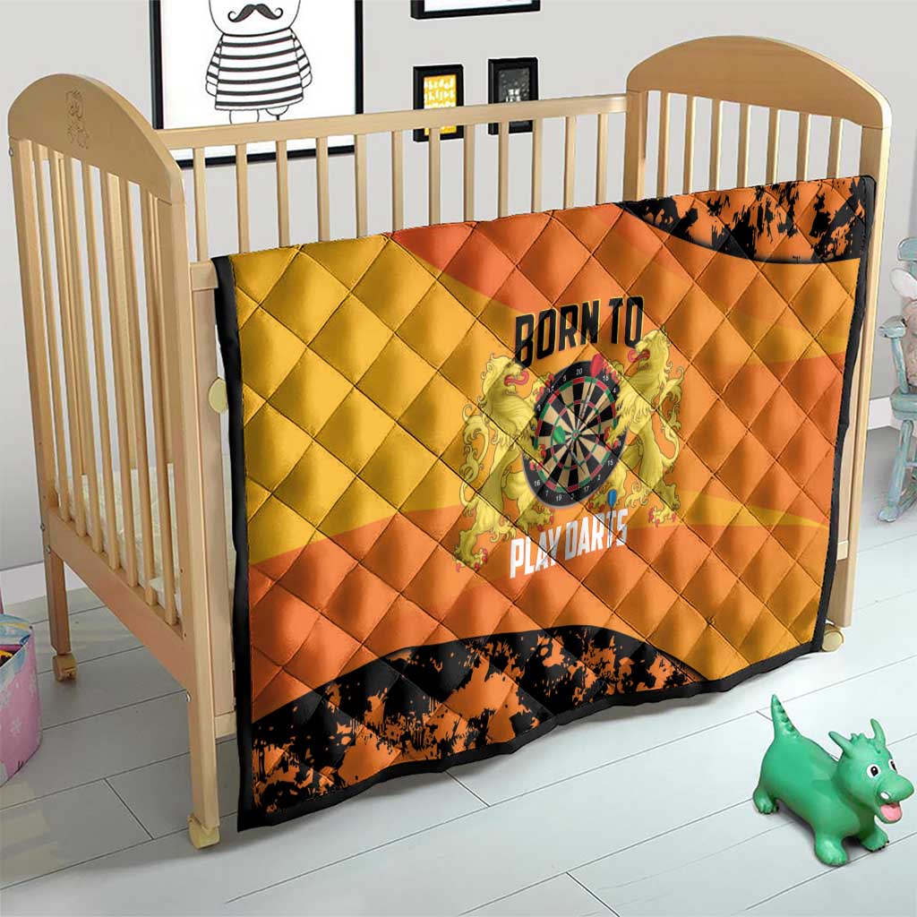 Netherlands Darts Quilt Born To Play Darts Grunge Style - Wonder Print Shop