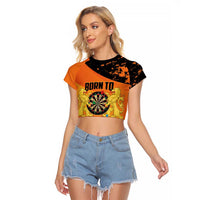 Personalised Netherlands Darts Raglan Cropped T Shirt Born To Play Darts Grunge Style - Wonder Print Shop