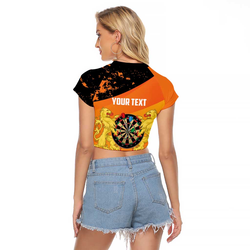 Personalised Netherlands Darts Raglan Cropped T Shirt Born To Play Darts Grunge Style - Wonder Print Shop