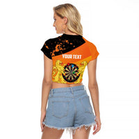 Personalised Netherlands Darts Raglan Cropped T Shirt Born To Play Darts Grunge Style - Wonder Print Shop