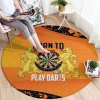Netherlands Darts Round Carpet Born To Play Darts Grunge Style - Wonder Print Shop