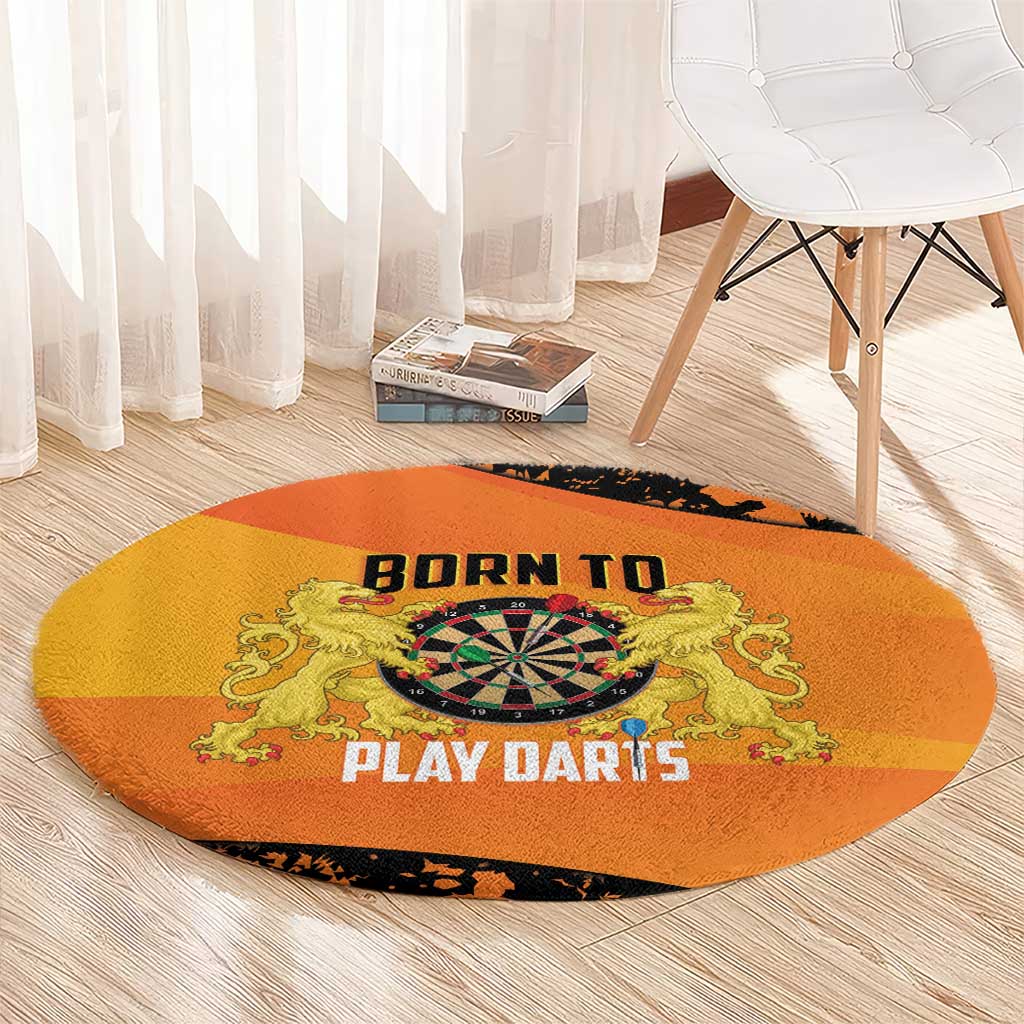 Netherlands Darts Round Carpet Born To Play Darts Grunge Style - Wonder Print Shop