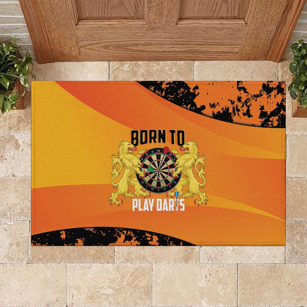 Netherlands Darts Rubber Doormat Born To Play Darts Grunge Style - Wonder Print Shop