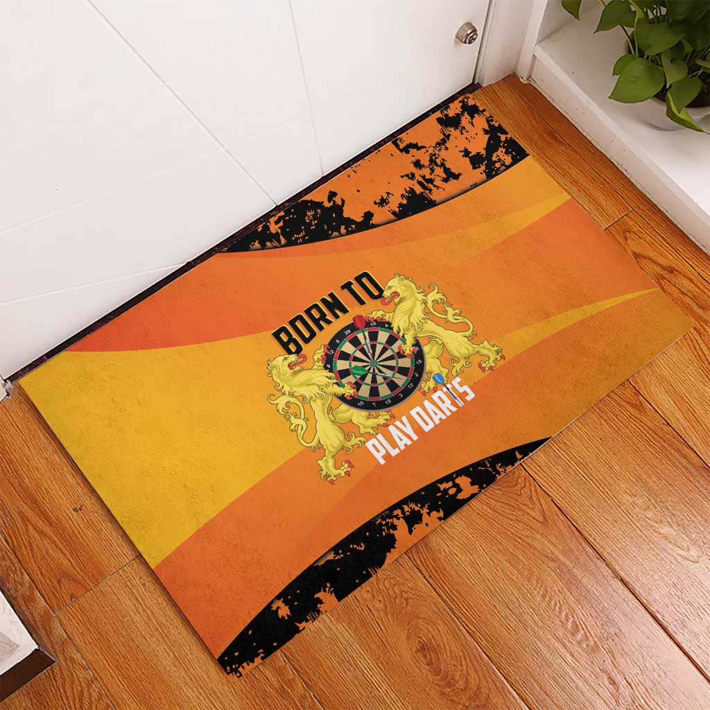 Netherlands Darts Rubber Doormat Born To Play Darts Grunge Style - Wonder Print Shop