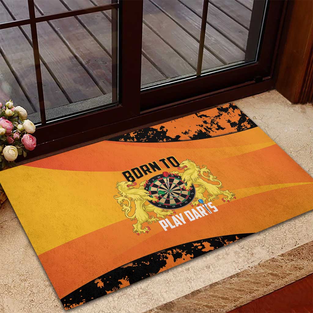 Netherlands Darts Rubber Doormat Born To Play Darts Grunge Style - Wonder Print Shop