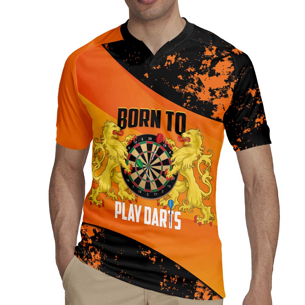 Personalised Netherlands Darts Rugby Jersey Born To Play Darts Grunge Style - Wonder Print Shop