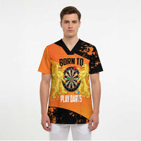 Personalised Netherlands Darts Scrub Top Born To Play Darts Grunge Style - Wonder Print Shop