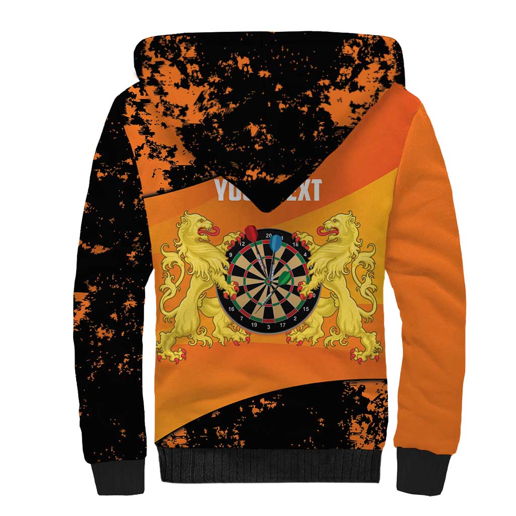 Personalised Netherlands Darts Sherpa Hoodie Born To Play Darts Grunge Style - Wonder Print Shop