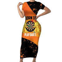 Personalised Netherlands Darts Short Sleeve Bodycon Dress Born To Play Darts Grunge Style - Wonder Print Shop