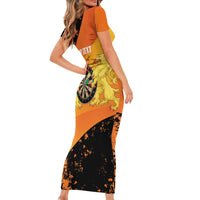 Personalised Netherlands Darts Short Sleeve Bodycon Dress Born To Play Darts Grunge Style - Wonder Print Shop
