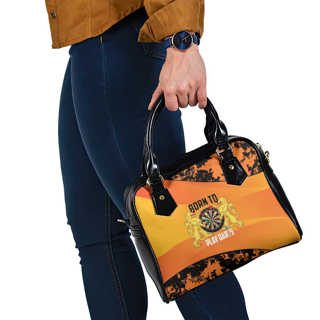 Netherlands Darts Shoulder Handbag Born To Play Darts Grunge Style - Wonder Print Shop