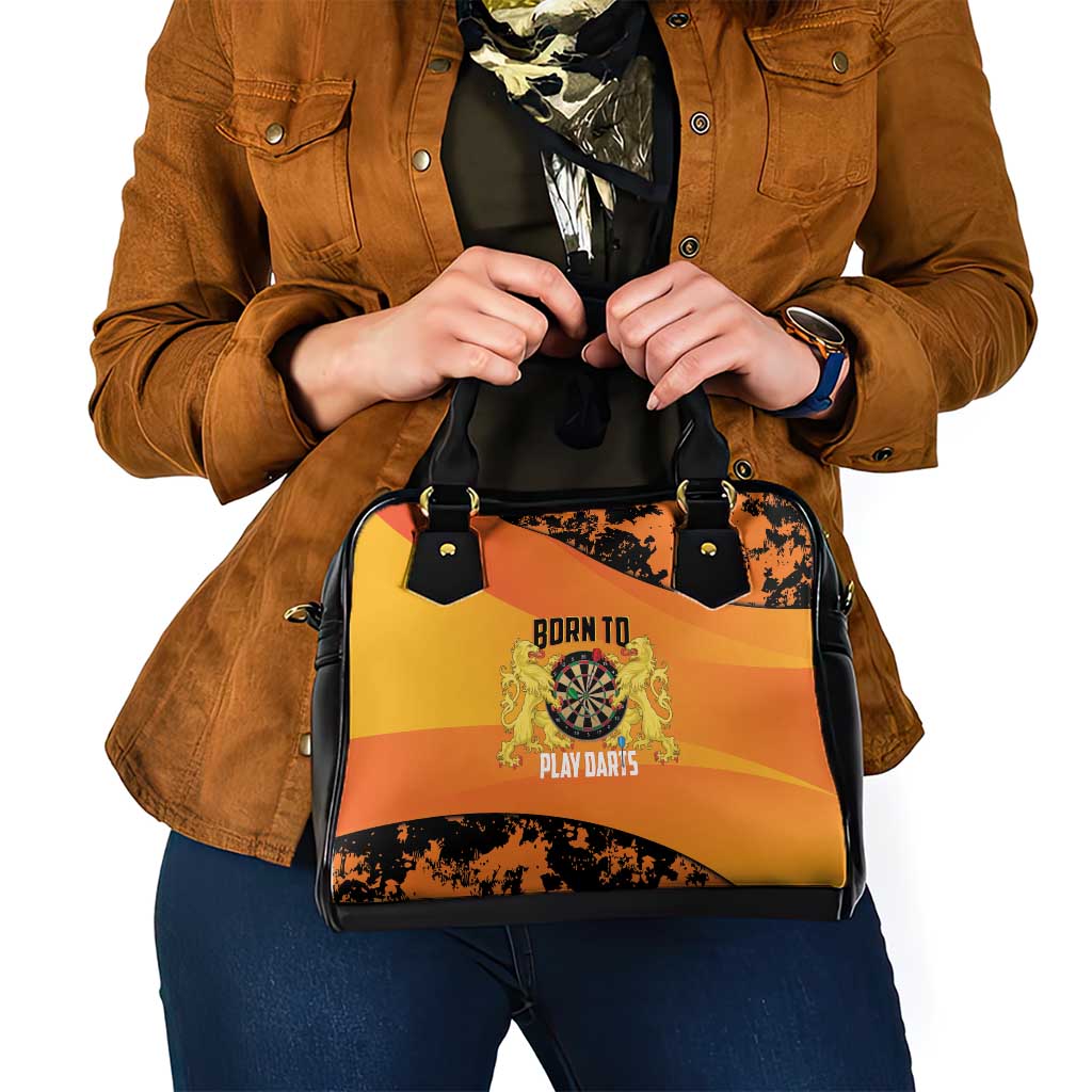 Netherlands Darts Shoulder Handbag Born To Play Darts Grunge Style - Wonder Print Shop