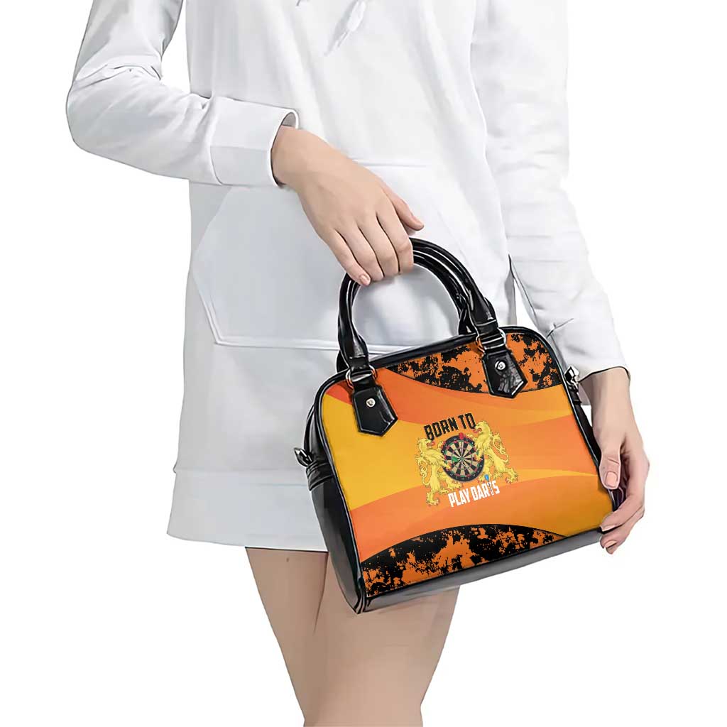 Netherlands Darts Shoulder Handbag Born To Play Darts Grunge Style - Wonder Print Shop