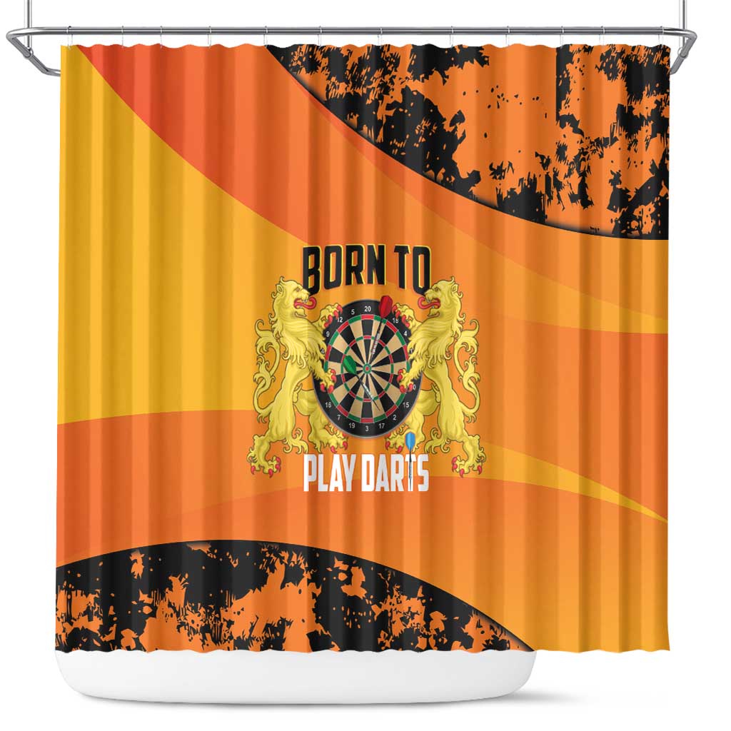 Netherlands Darts Shower Curtain Born To Play Darts Grunge Style - Wonder Print Shop
