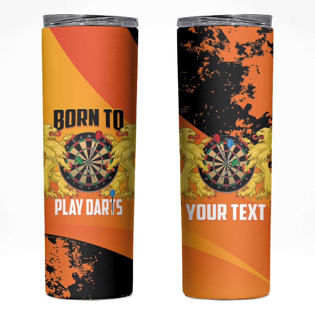 Personalised Netherlands Darts Skinny Tumbler Born To Play Darts Grunge Style - Wonder Print Shop