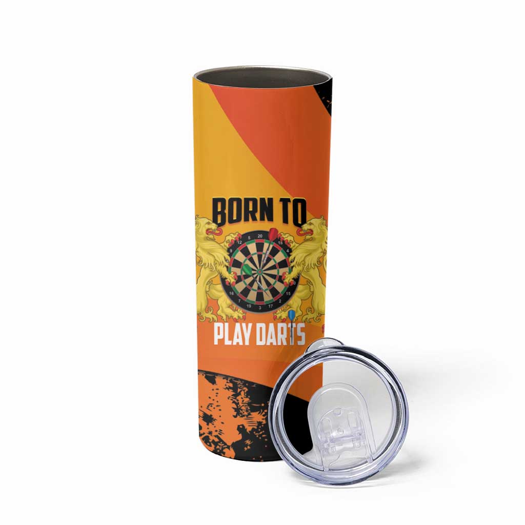 Personalised Netherlands Darts Skinny Tumbler Born To Play Darts Grunge Style - Wonder Print Shop