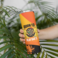 Personalised Netherlands Darts Skinny Tumbler Born To Play Darts Grunge Style - Wonder Print Shop
