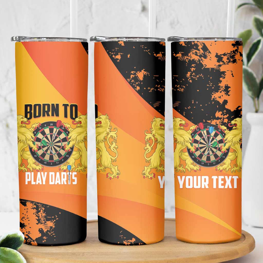 Personalised Netherlands Darts Skinny Tumbler Born To Play Darts Grunge Style - Wonder Print Shop