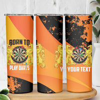 Personalised Netherlands Darts Skinny Tumbler Born To Play Darts Grunge Style - Wonder Print Shop