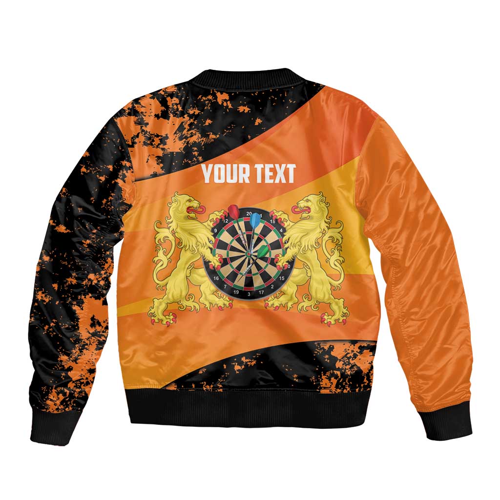 Personalised Netherlands Darts Sleeve Zip Bomber Jacket Born To Play Darts Grunge Style - Wonder Print Shop