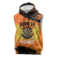 Personalised Netherlands Darts Sleeveless Hoodie Born To Play Darts Grunge Style - Wonder Print Shop