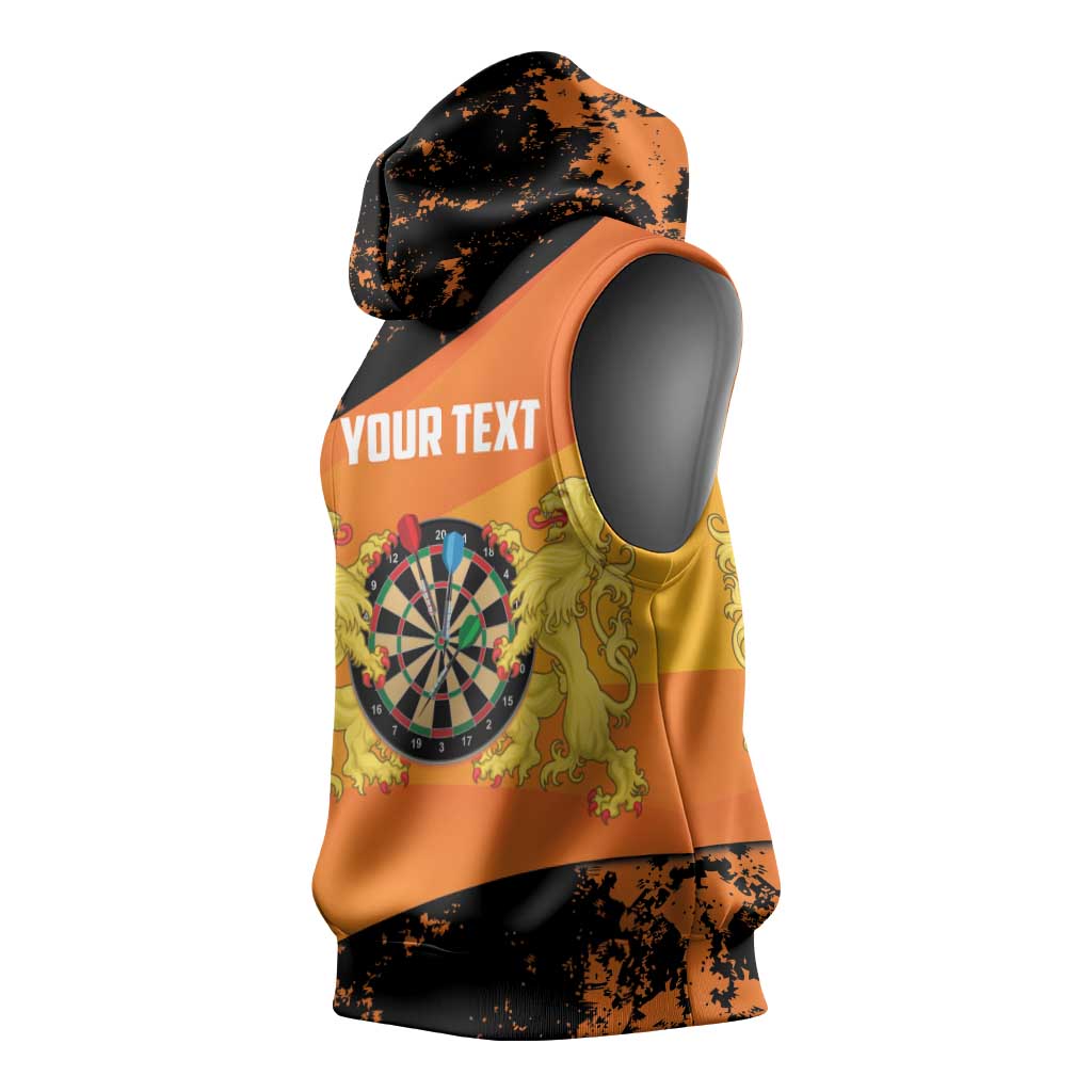 Personalised Netherlands Darts Sleeveless Hoodie Born To Play Darts Grunge Style - Wonder Print Shop