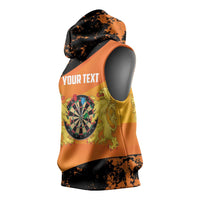 Personalised Netherlands Darts Sleeveless Hoodie Born To Play Darts Grunge Style - Wonder Print Shop