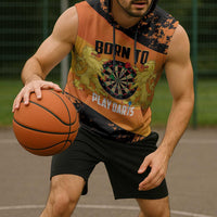 Personalised Netherlands Darts Sleeveless Hoodie Born To Play Darts Grunge Style - Wonder Print Shop