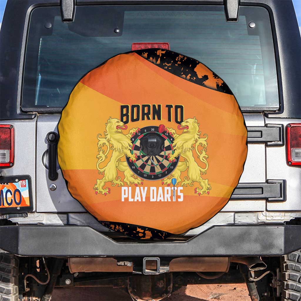Netherlands Darts Spare Tire Cover Born To Play Darts Grunge Style - Wonder Print Shop