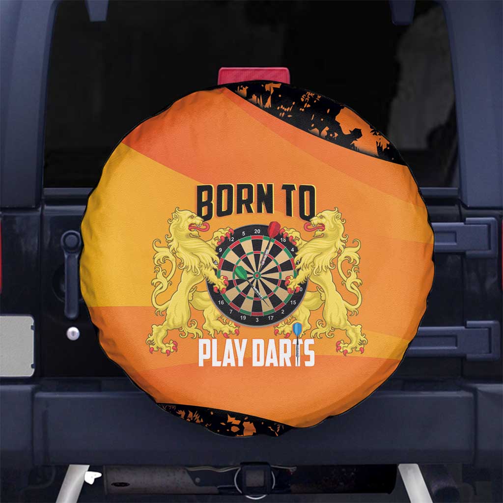 Netherlands Darts Spare Tire Cover Born To Play Darts Grunge Style - Wonder Print Shop