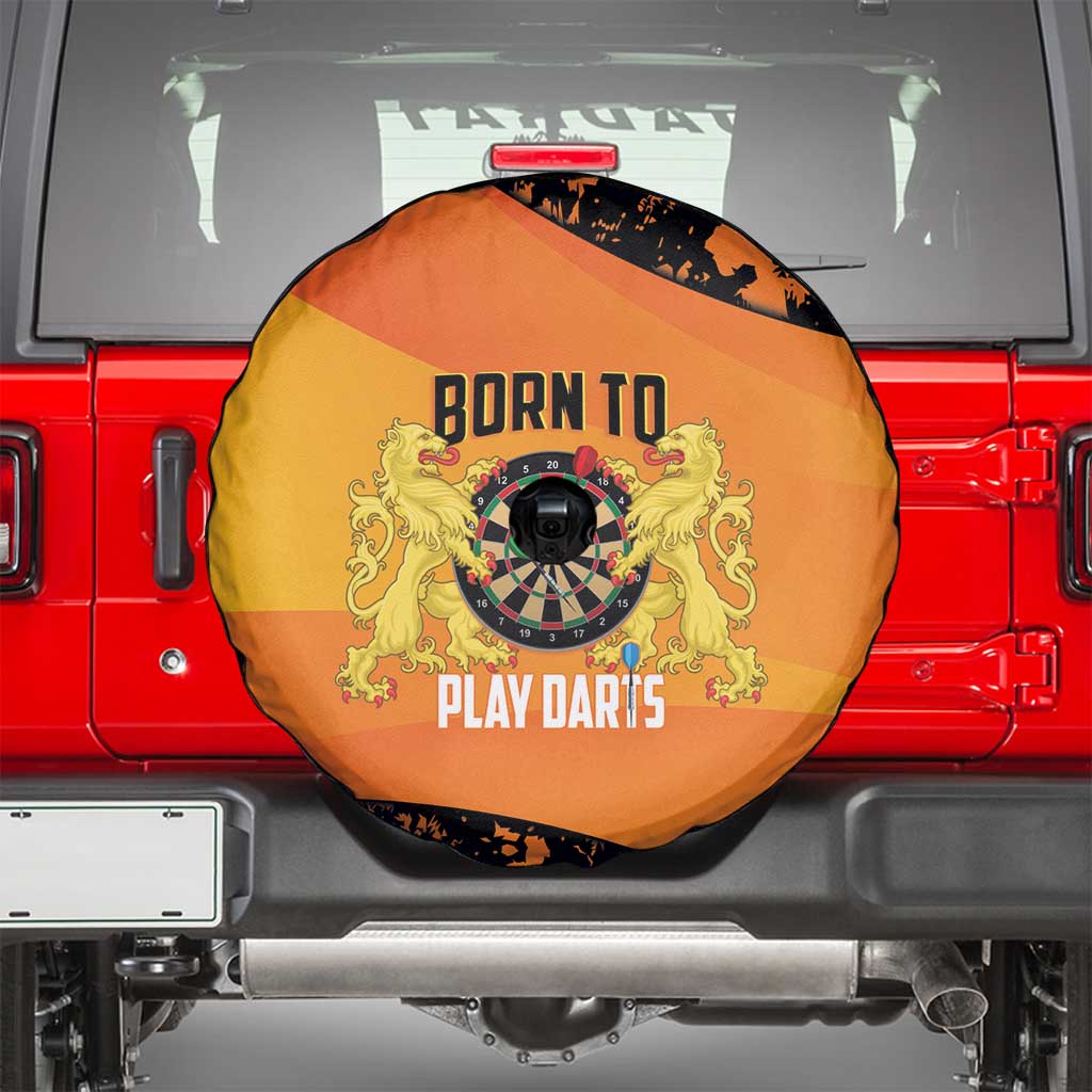 Netherlands Darts Spare Tire Cover Born To Play Darts Grunge Style - Wonder Print Shop