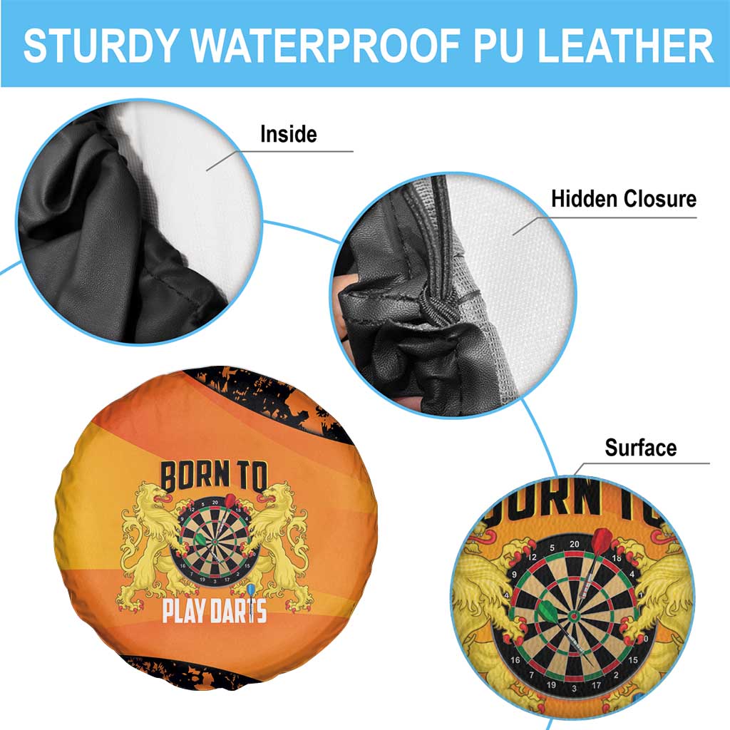 Netherlands Darts Spare Tire Cover Born To Play Darts Grunge Style - Wonder Print Shop