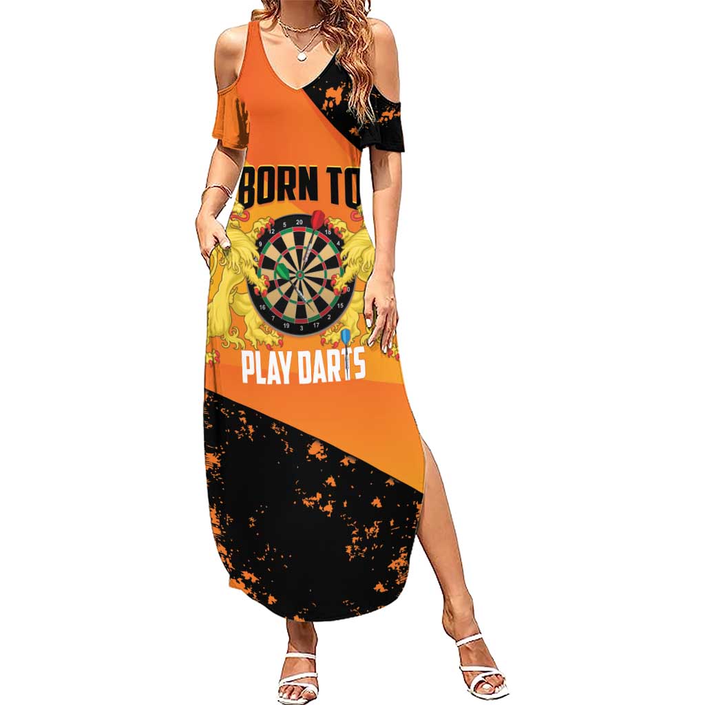 Personalised Netherlands Darts Summer Maxi Dress Born To Play Darts Grunge Style - Wonder Print Shop