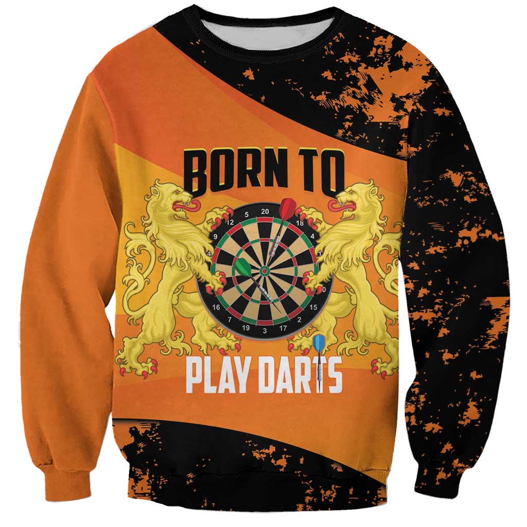 Personalised Netherlands Darts Sweatshirt Born To Play Darts Grunge Style - Wonder Print Shop