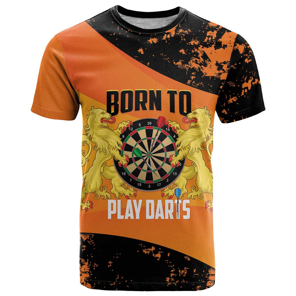 Personalised Netherlands Darts T Shirt Born To Play Darts Grunge Style - Wonder Print Shop