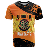Personalised Netherlands Darts T Shirt Born To Play Darts Grunge Style - Wonder Print Shop